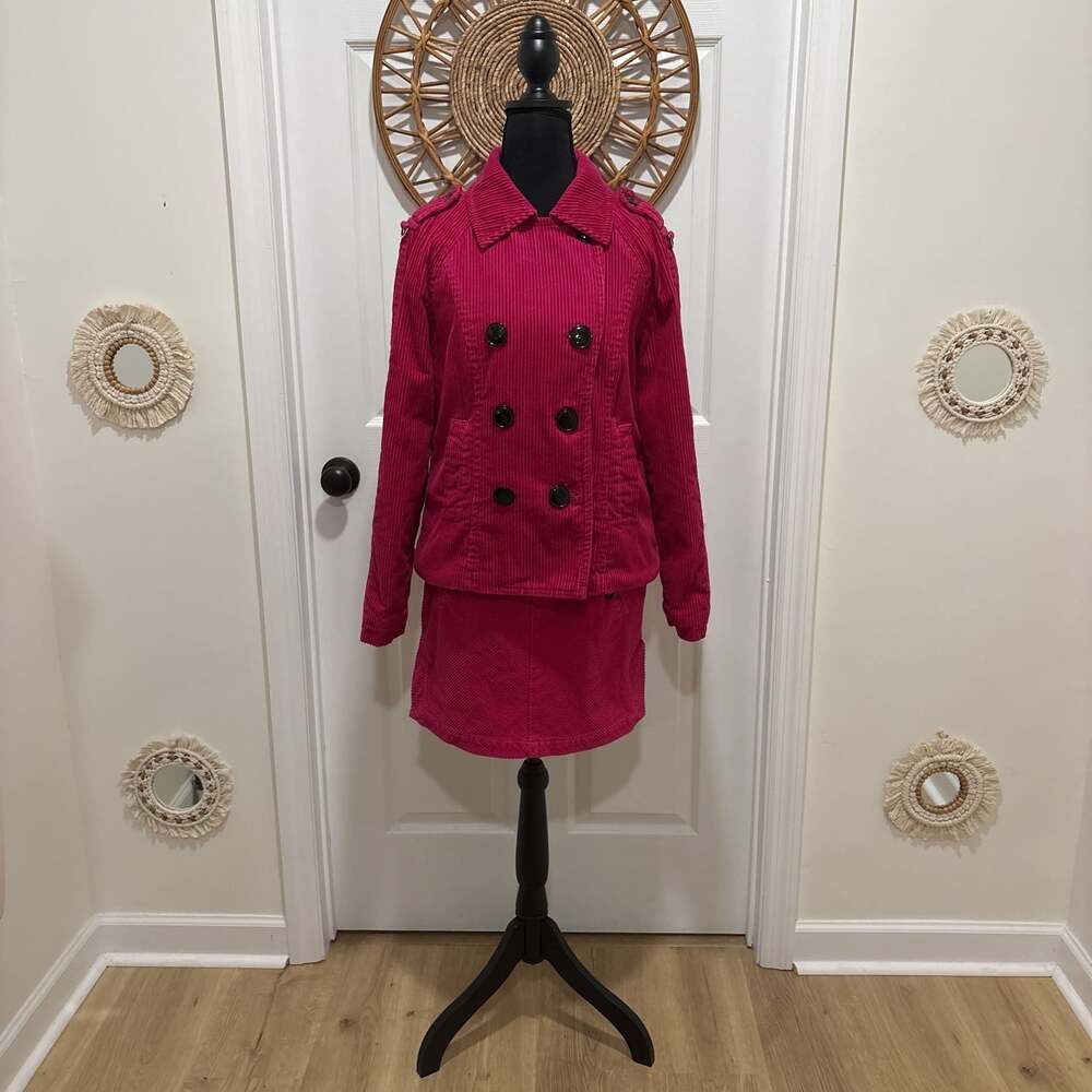 Vintage Tommy Hilfiger Hot Pink Double Breasted Corduroy Peacoat Jacket